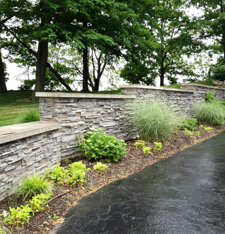 Decorative stone retaining wall